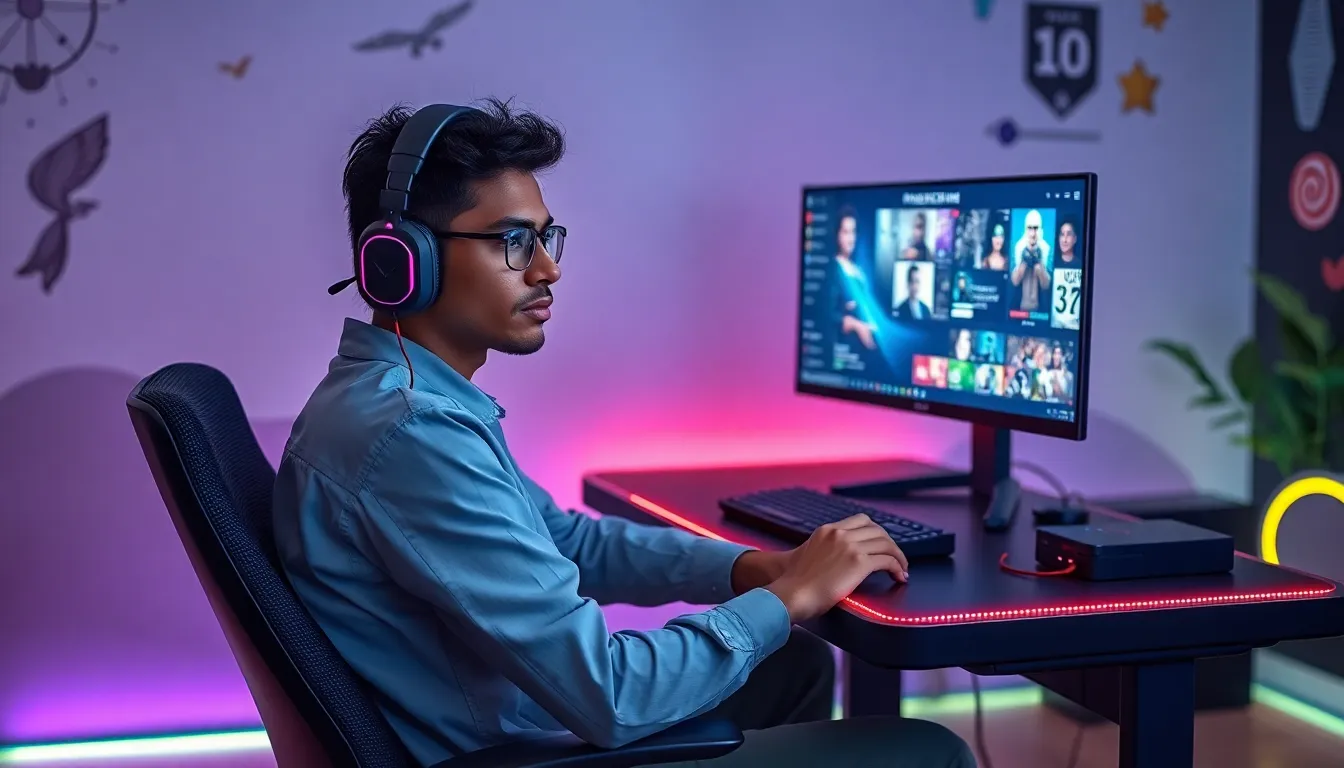 A gamer in a modern setup showcasing streaming and creativity.